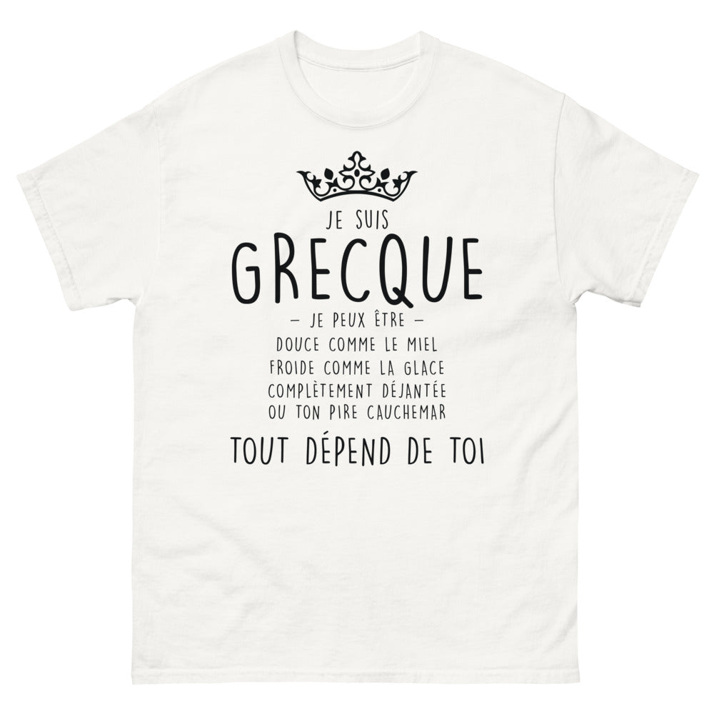 T-shirt Grecque blanc - Douce ou folle, le choix est à vous