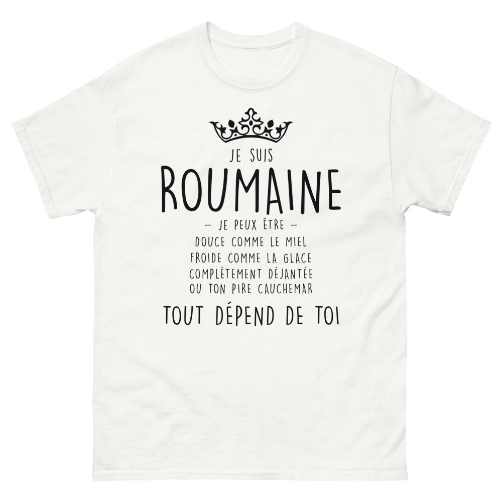 T-shirt Roumaine blanc - Humour et caractère audacieux
