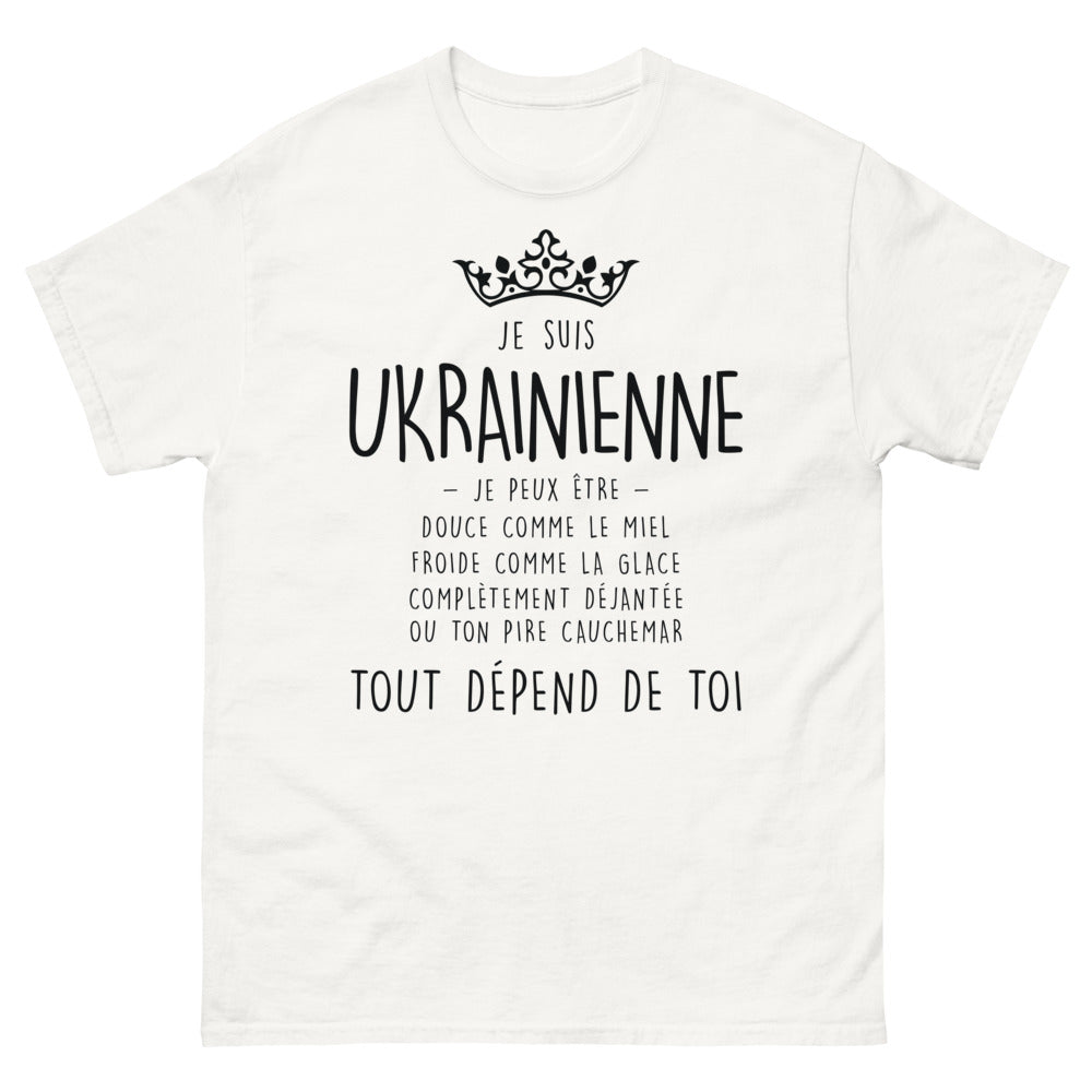 T-shirt Ukrainienne blanc - Je Suis Ukrainienne, douce et déjantée
