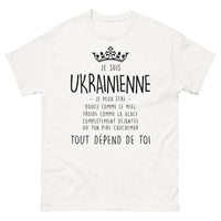 Thumbnail for T-shirt Ukrainienne blanc - Je Suis Ukrainienne, douce et déjantée