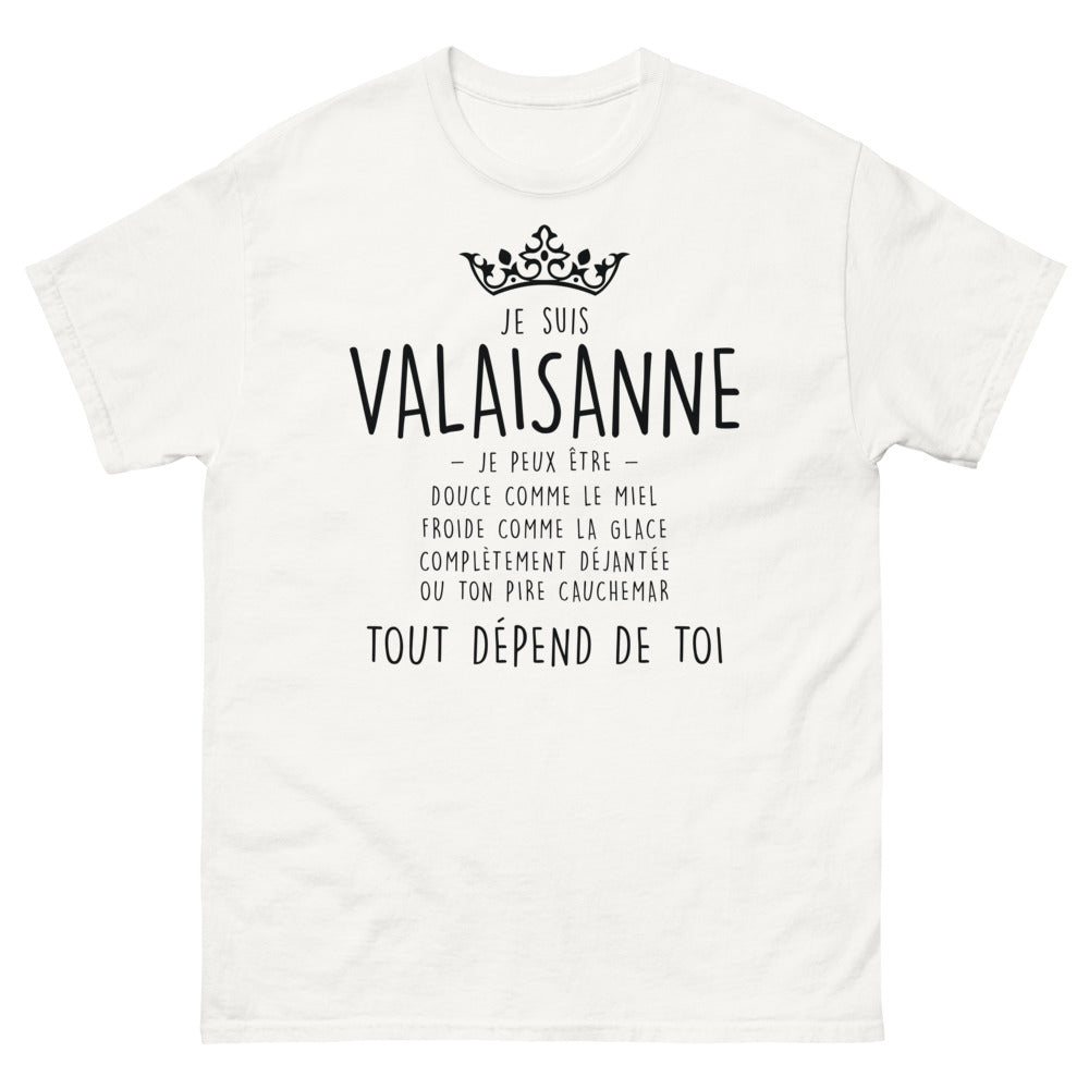 T-shirt Valaisanne blanc - Je peux être douce comme le miel