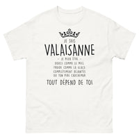 Thumbnail for T-shirt Valais blanc - Je suis valaisanne, douce ou déjantée