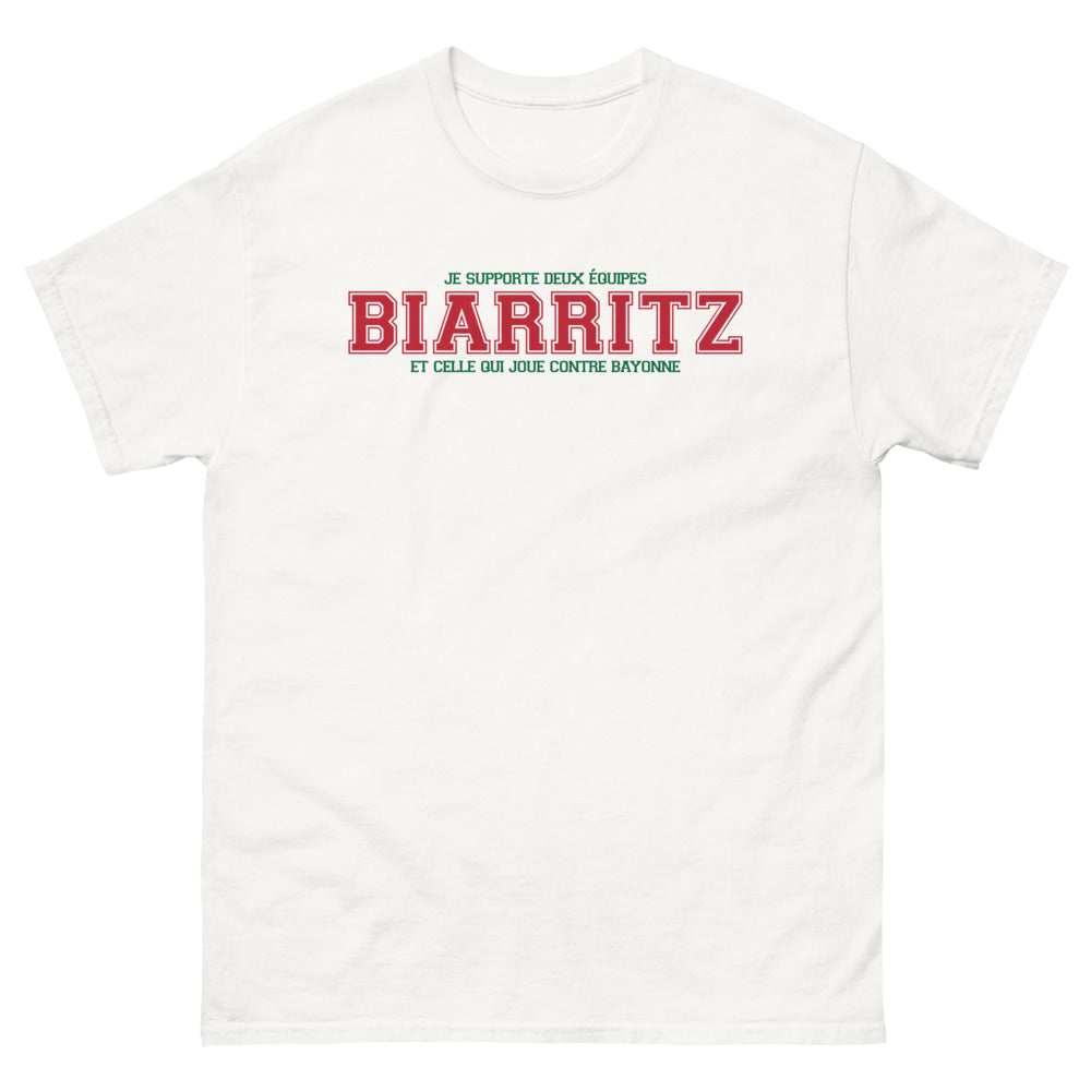 T-shirt Biarritz blanc - Je supporte deux équipes
