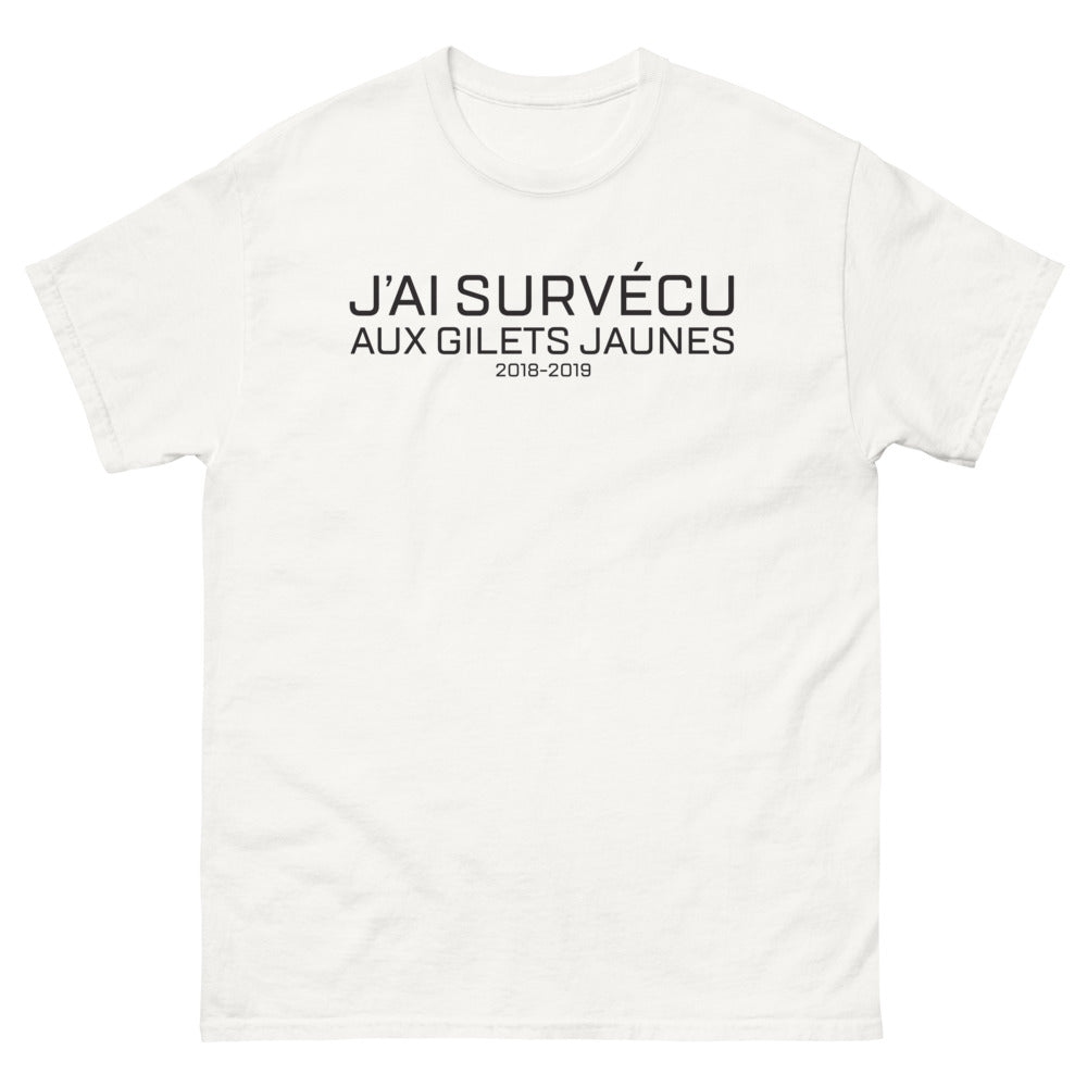 T-shirt France blanc - J'ai survécu aux Gilets Jaunes 2018-2019