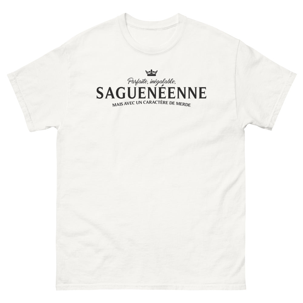 T-shirt Saguenay blanc - hommage humoristique aux femmes