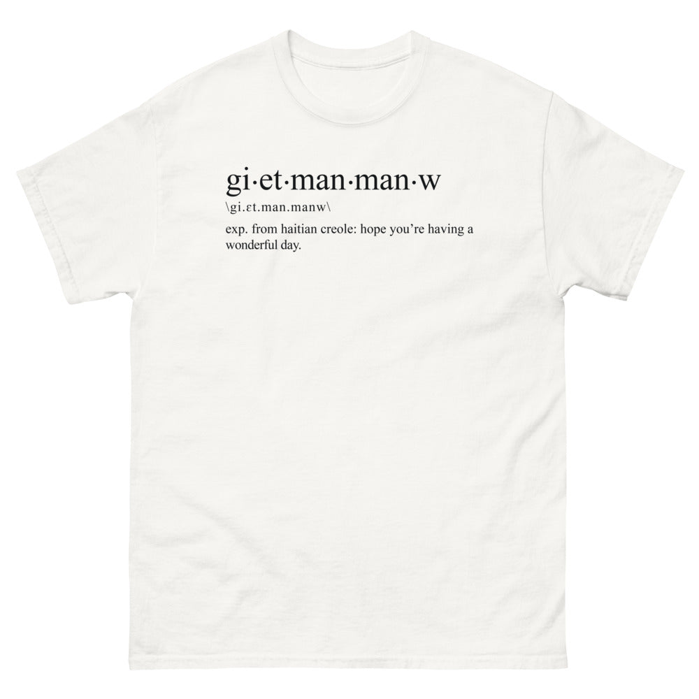T-shirt Haïtien blanc - texte de joie créole