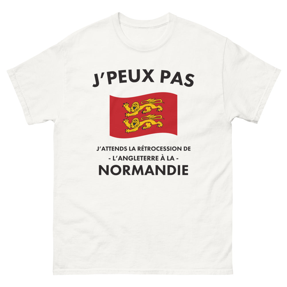 T-shirt Normandie blanc - j'attends la rétrocession de l'Angleterre