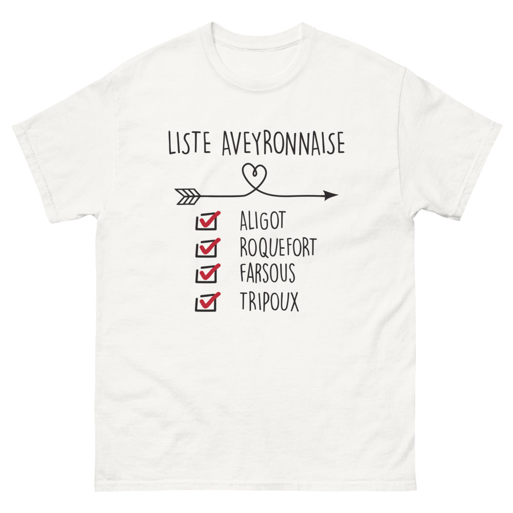 T-shirt Aveyron blanc - Liste des délices locaux