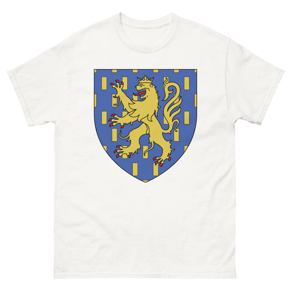 T-shirt Hérault blanc - Lion doré sur ciel bleu azur