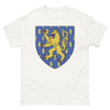T-shirt Hérault blanc - Lion doré sur ciel bleu azur