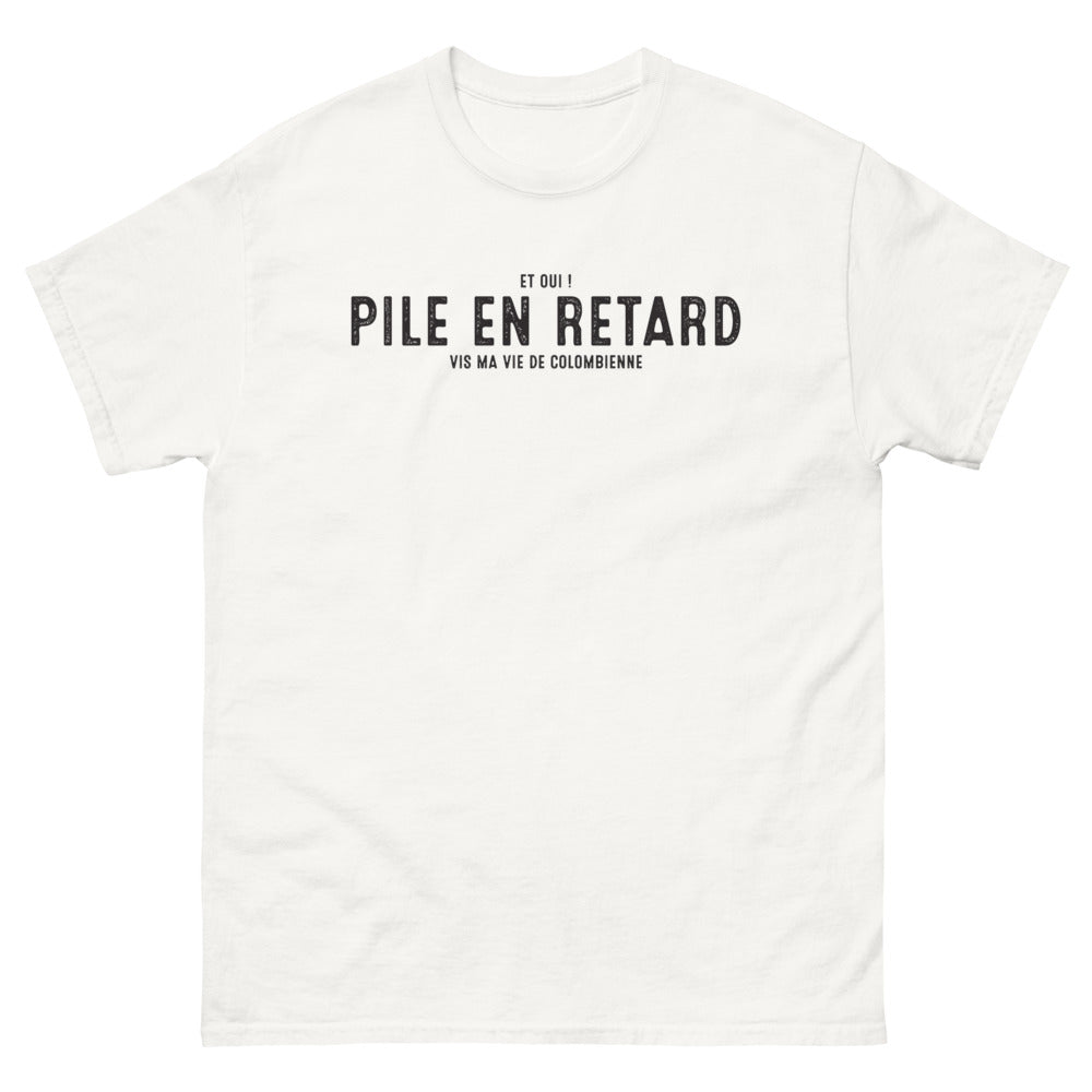 T-shirt Colombienne blanc - Toujours en retard avec humour