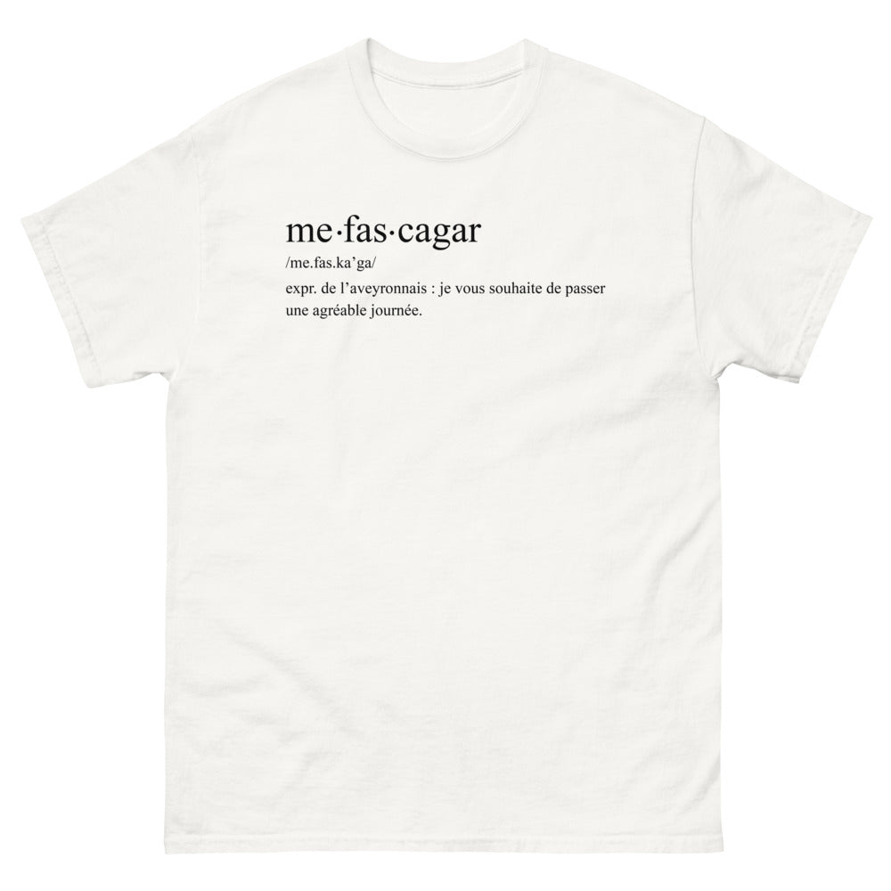 T-shirt Aveyron blanc - Me fas cagar, expression locale