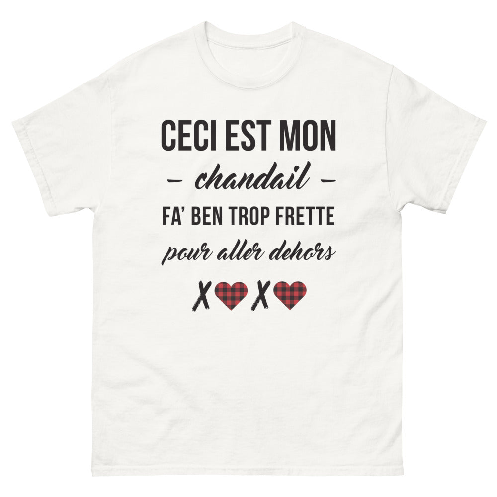 T-shirt Québec blanc - C'est mon chandail, fais ben trop frette
