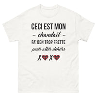 Thumbnail for T-shirt Québec blanc - C'est mon chandail, fais ben trop frette