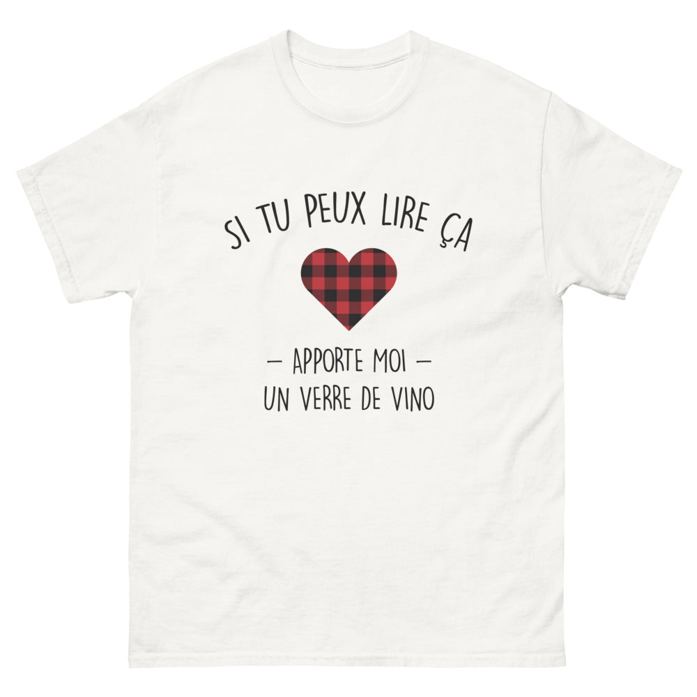 T-shirt Bourgogne blanc - Si tu peux lire ça, apporte-moi un verre de vino