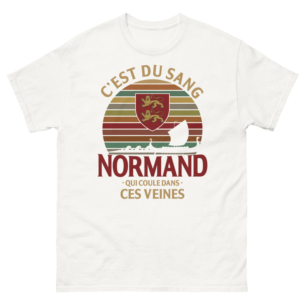T-shirt Normand blanc - C'est du Sang Normand Qui Coule Dans Ces Veines