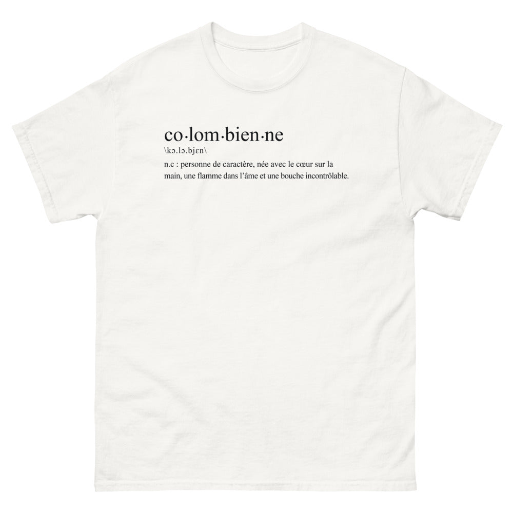T-shirt Colombien blanc - Un caractère né avec le cœur sur la main