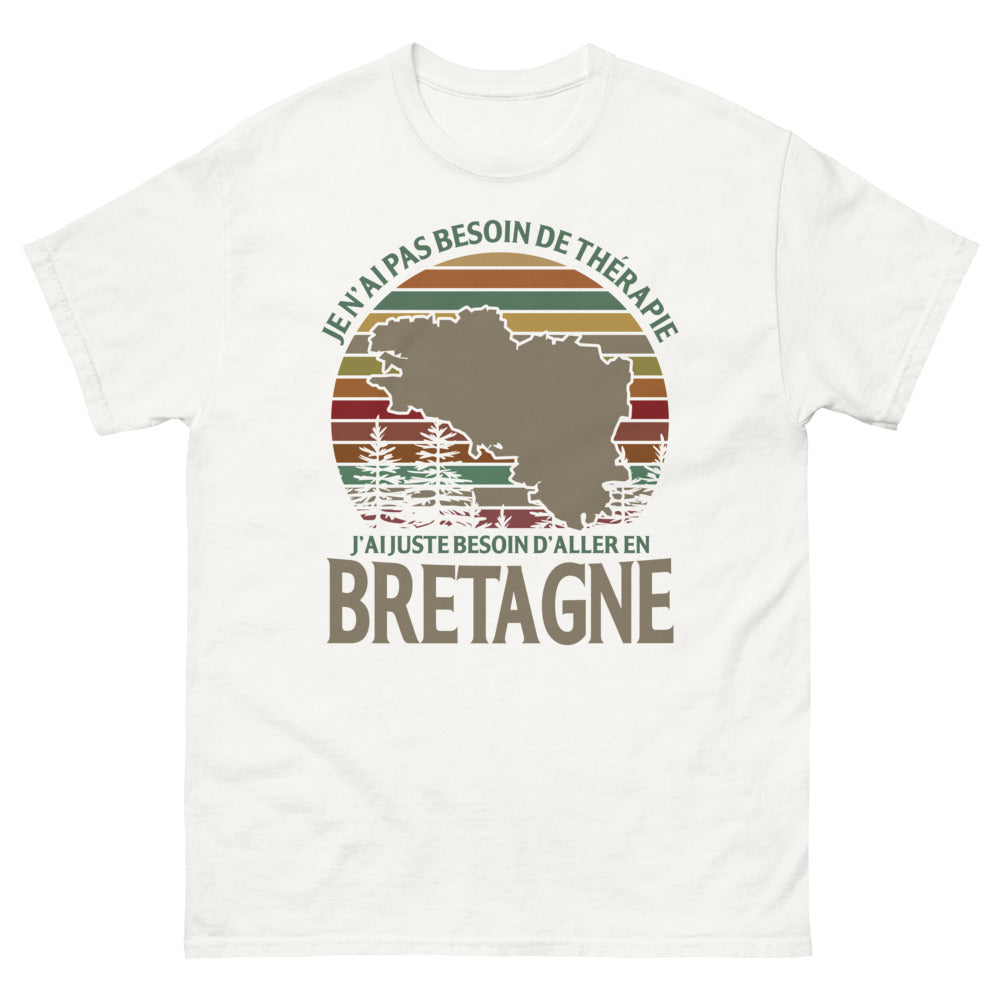 T-shirt Bretagne blanc - Pas besoin de thérapie, juste besoin d'aller en Bretagne