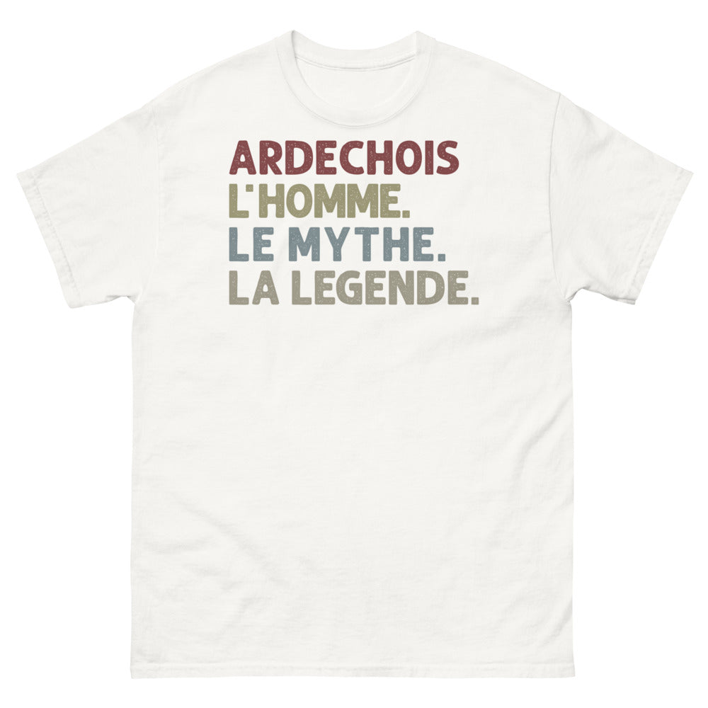 T-shirt Ardéchois blanc - L'homme, le mythe, la légende