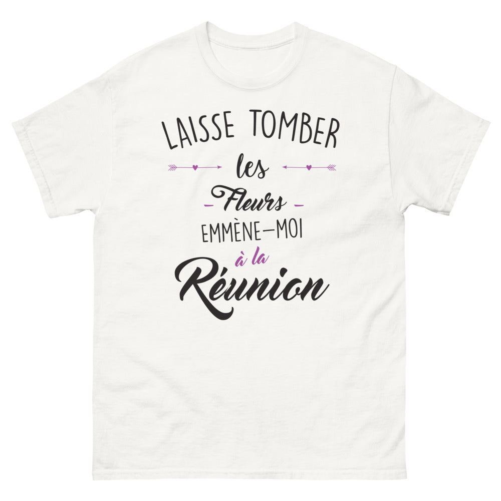 T-shirt Réunion blanc - Laisse tomber les fleurs