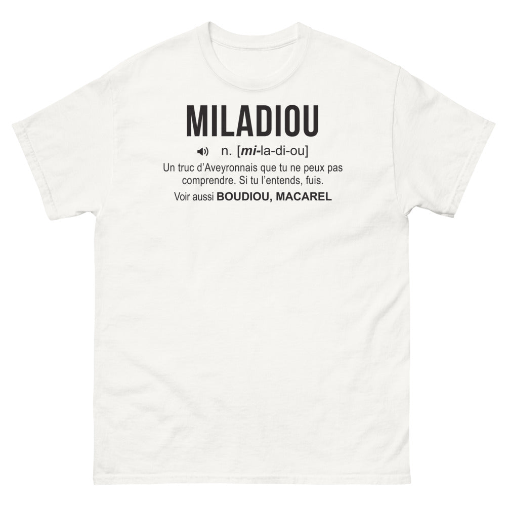T-shirt Aveyron blanc - Miladiou, l'expression aveyronnaise en clair