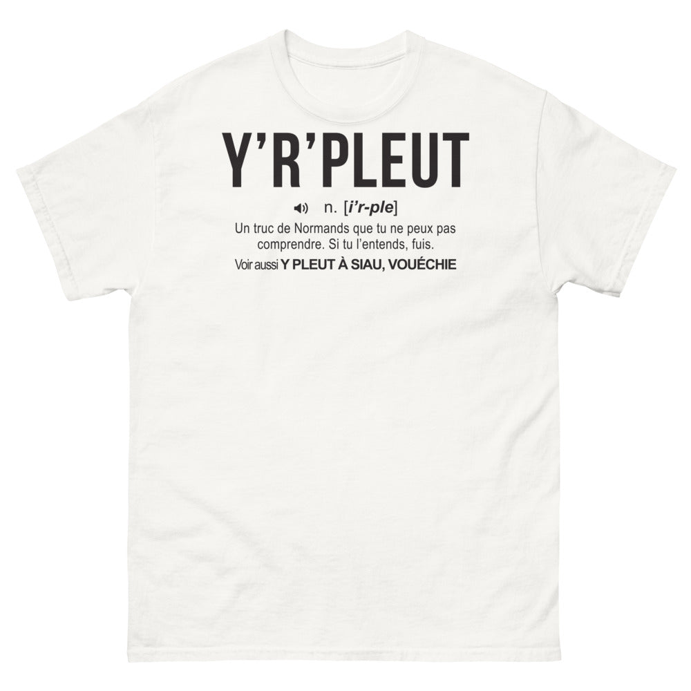T-shirt Normand blanc - Y'r Pleut, un clin d'œil humoristique