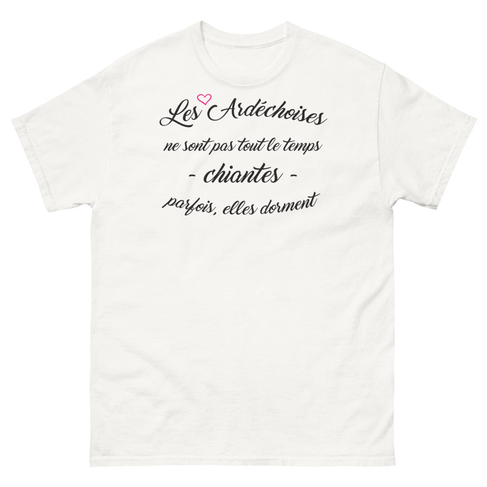 T-shirt Ardèche blanc - Les Ardéchoises ne sont pas tout le temps chiantes