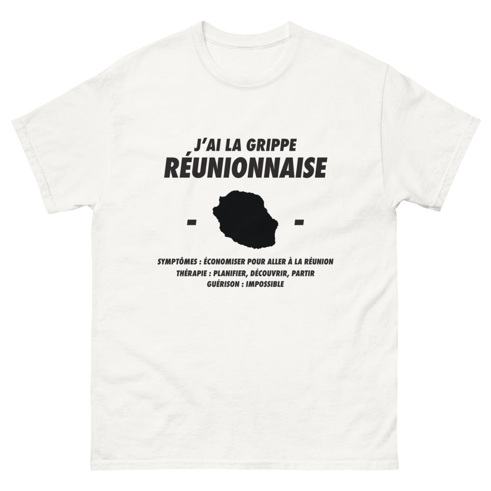 T-shirt Réunion blanc - Humour sur la grippe réunionnaise