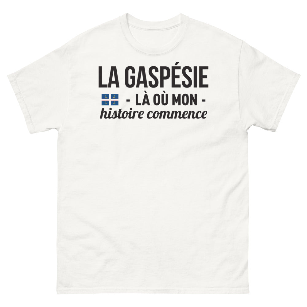 T-shirt Gaspésie blanc - L'histoire commence ici