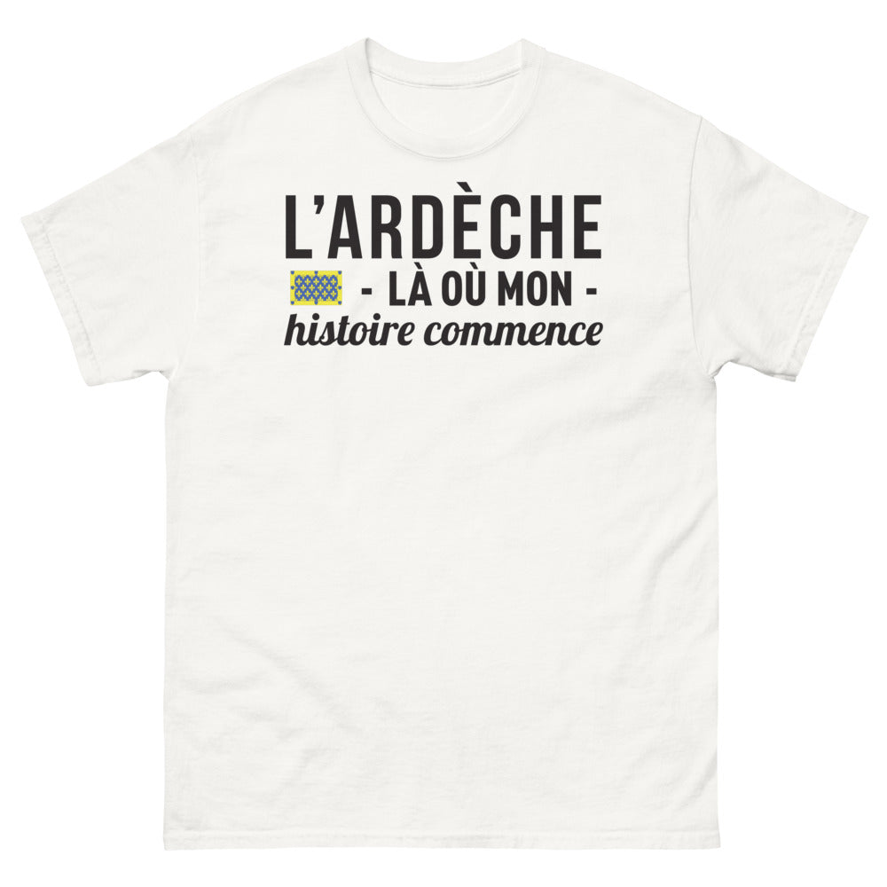 T-shirt Ardèche blanc - Là où mon histoire commence