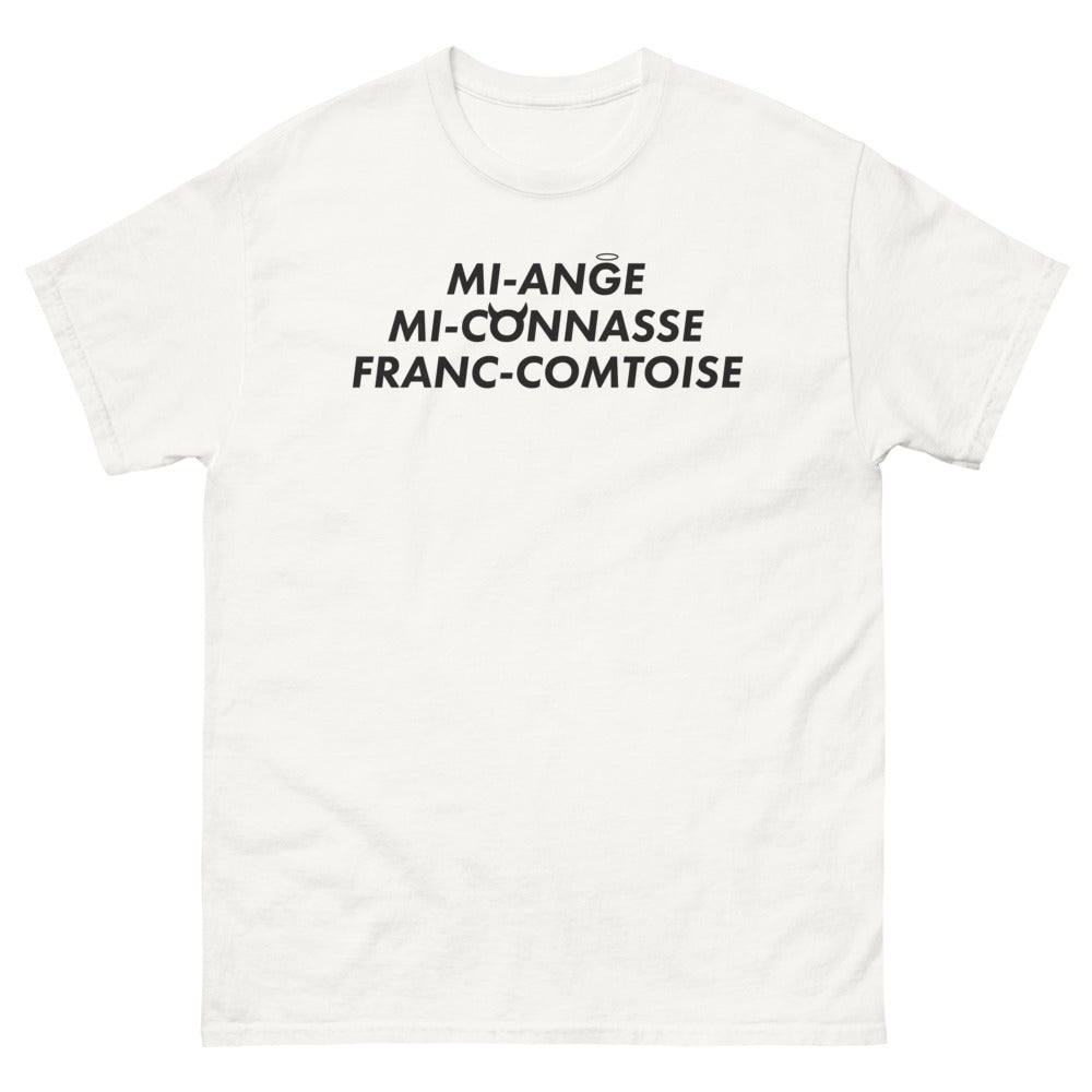 T-shirt Franc-Comtois blanc - Mi-Ange, Mi-Connasse humoristique