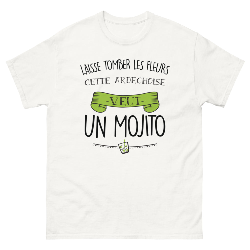 T-shirt Ardèche blanc - Laissez tomber les fleurs, mojito !