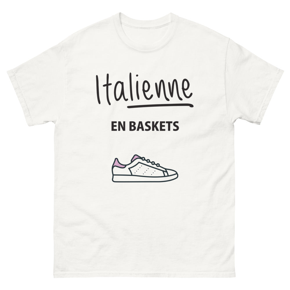 T-shirt Italie blanc - Italienne en baskets esprit libre