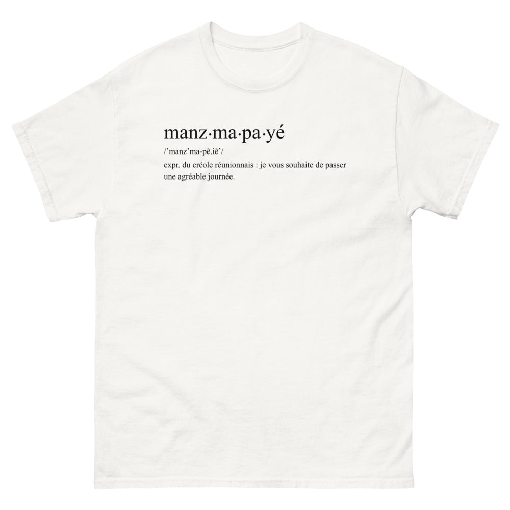 T-shirt Réunion blanc - Manz Ma Pa Ye, expression créole