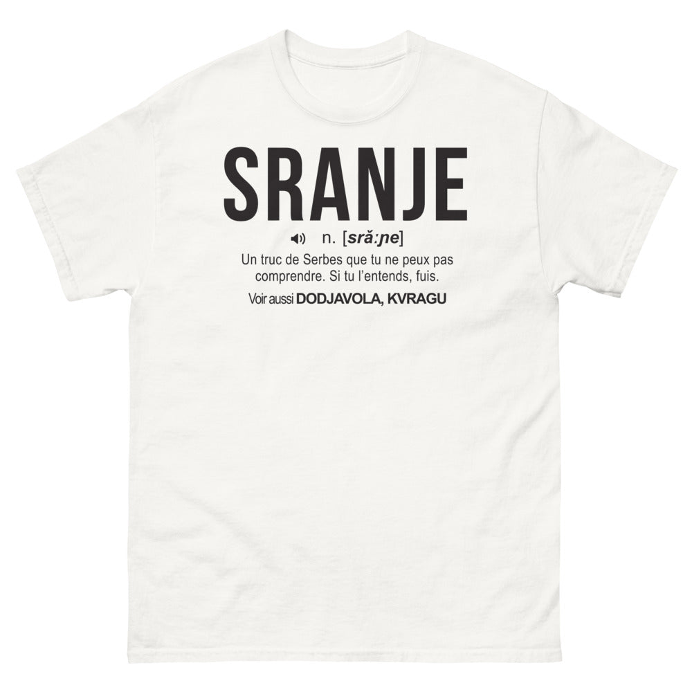 T-shirt Serbe blanc - Sranje, un clin d'œil amusant