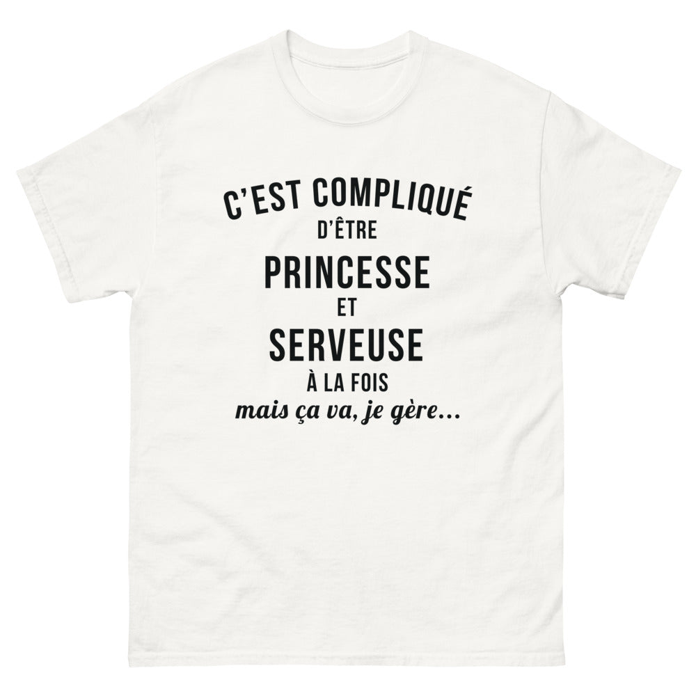 T-shirt Serveuse et Princesse blanc - Ça va, je gère !