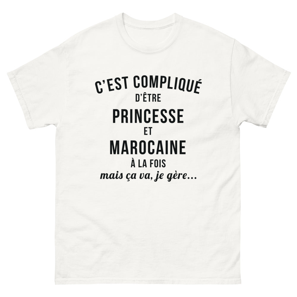 T-shirt Maroc blanc - C'est compliqué d'être princesse et marocaine