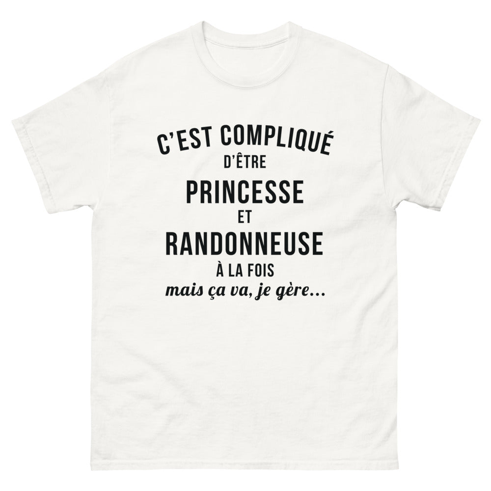 T-shirt randonneuse blanc - Je gère entre diadème et sac à dos