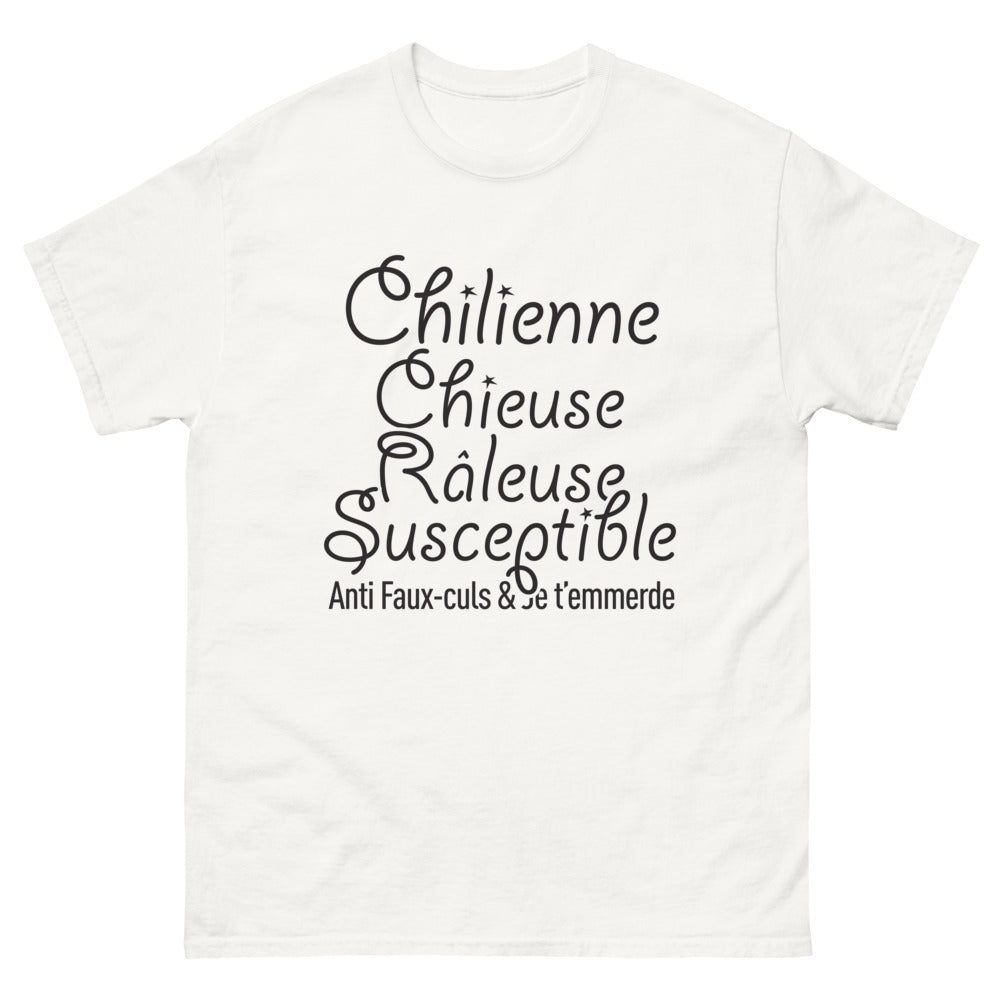 T-shirt Chilienne blanc - Anti faux-culs et fièrement susceptible