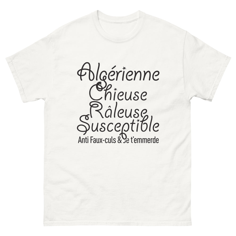 T-shirt Algérienne blanc - Chieuse et fière avec humour