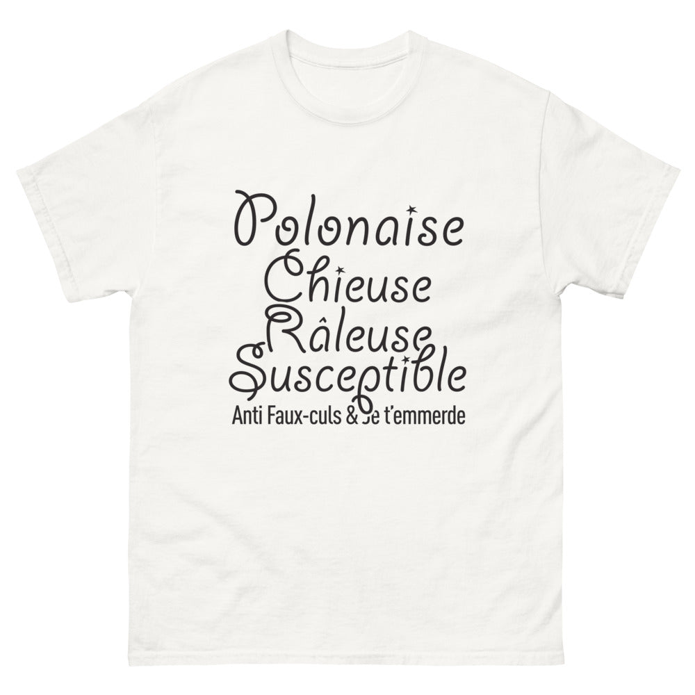 T-shirt Pologne blanc - Chieuse, râleuse et susceptible