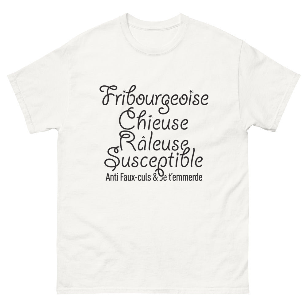 T-shirt Fribourgeoise blanc - Râleuse et fière de l'être