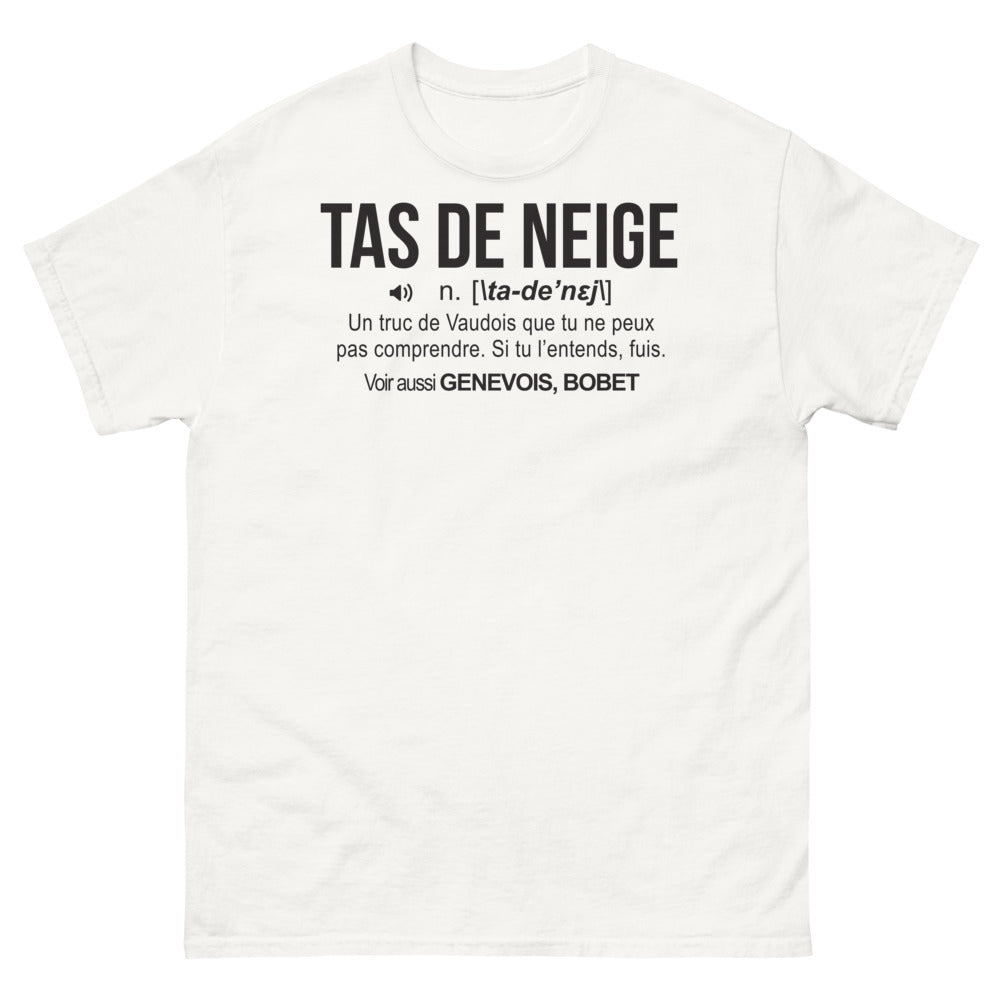 T-shirt Vaudois blanc - clin d'œil humoristique sur l'hiver
