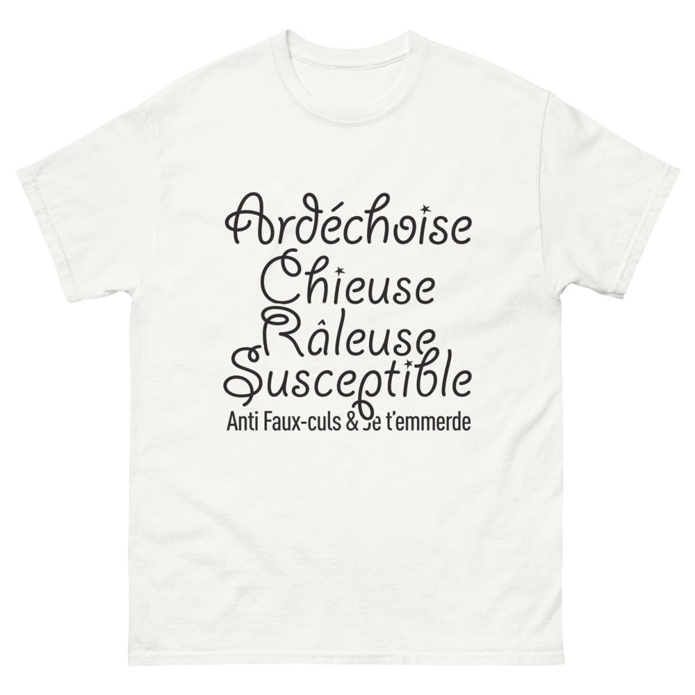 T-shirt Ardèche blanc - Chieuse et Râleuse avec humour