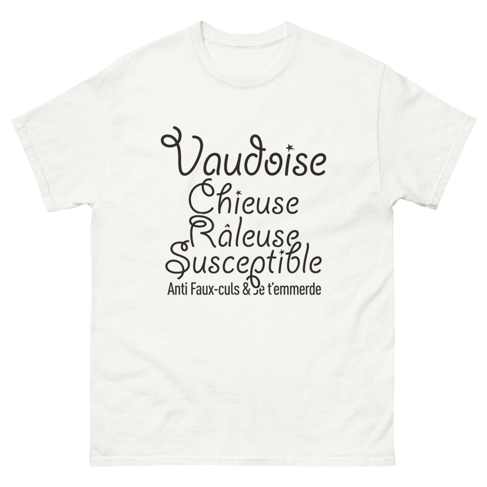 T-shirt Vaudoise blanc - Chieuse et fière, un cri d'identité