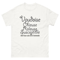 Thumbnail for T-shirt Vaudoise blanc - Chieuse et fière, un cri d'identité
