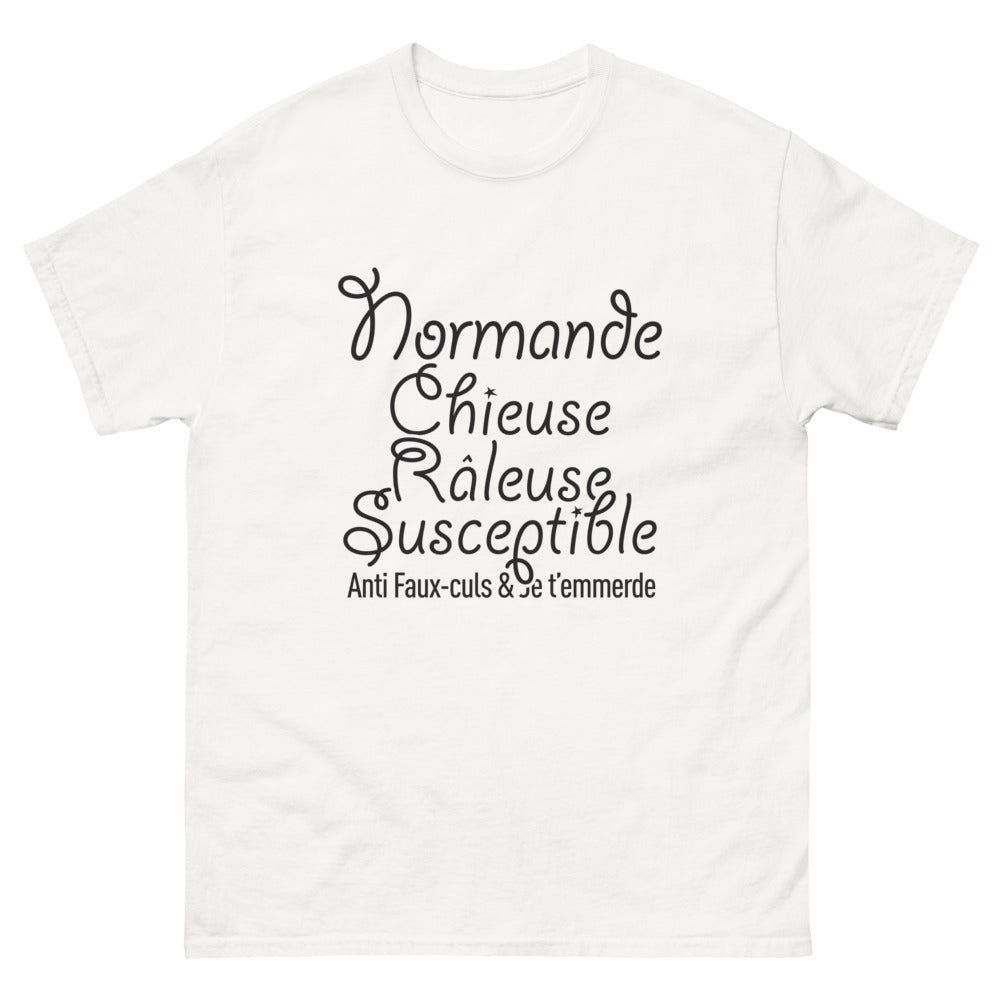 T-shirt Normande blanc - Chieuse et susceptible humoristique