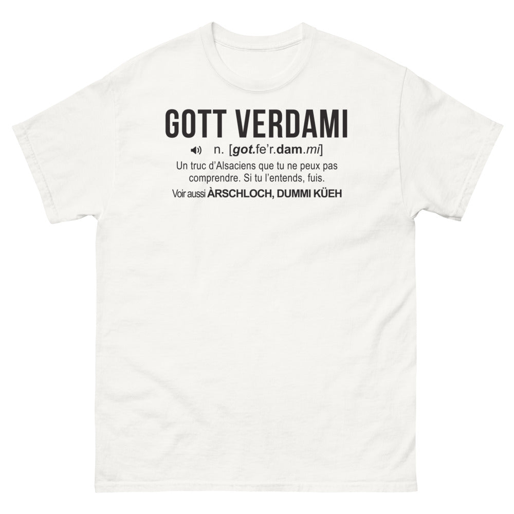 T-shirt Alsace blanc - Gott verdami, un truc d'alsaciens