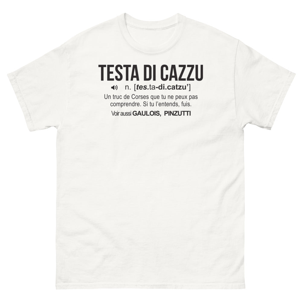 T-shirt Corse blanc - Testa Di Cazzu avec humour