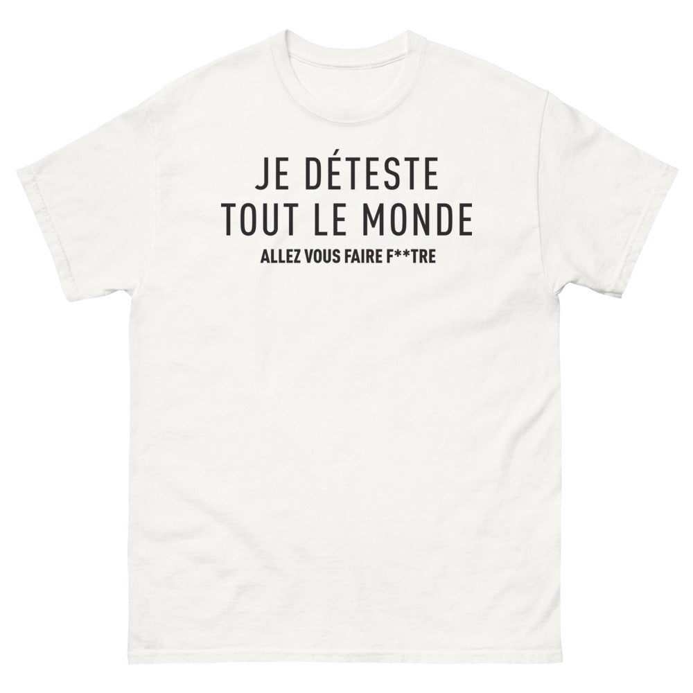 T-shirt Anti-Social blanc - Je déteste tout le monde, allez vous faire f****